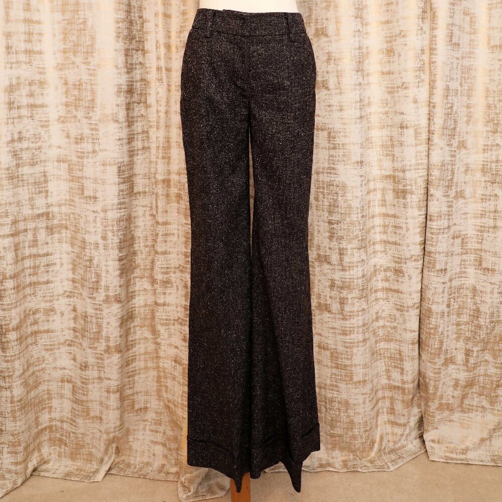 CAbi Black Tweed Mid Rise Cuffed Pants Size 4 (NWOT)